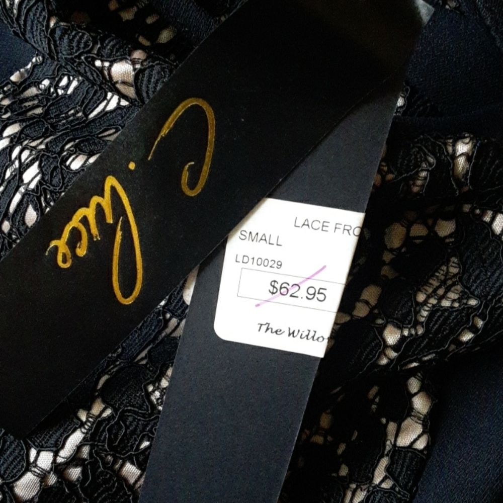 C. LUCE BLACK NUDE SPAGHETTI STRAP BLACK DRESS V NECK SIZE SMALL NWT - Picture 9 of 11